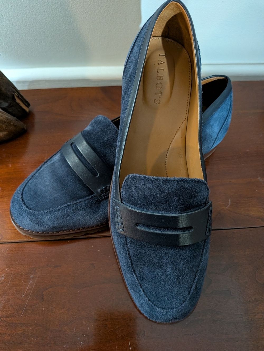 Talbots Navy Suede Penny Loafers Size 8.5